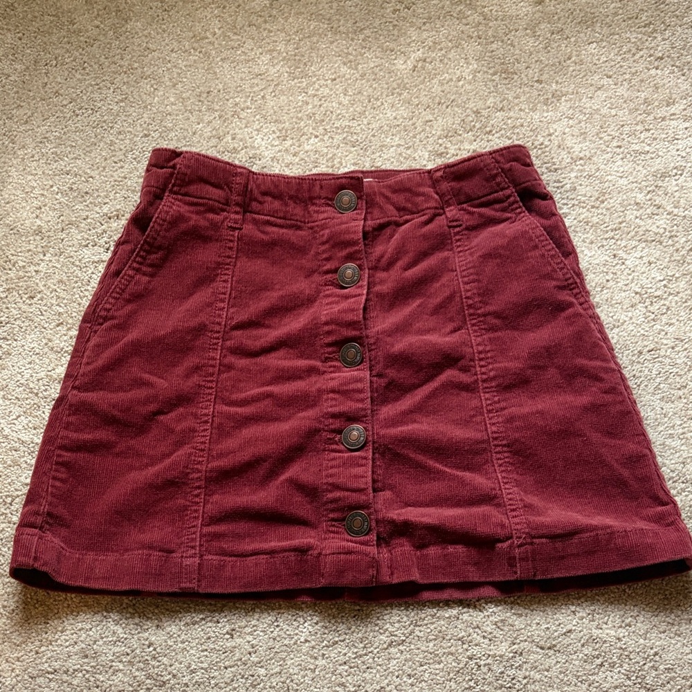 Forever 21 Maroon Button-Down Mini Skirt